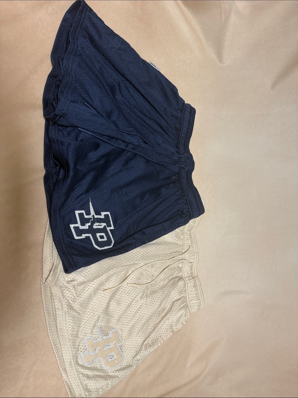 Inaka Power Men's Athletic Mesh Shorts in Navy and Cream Size M Dropped 2023